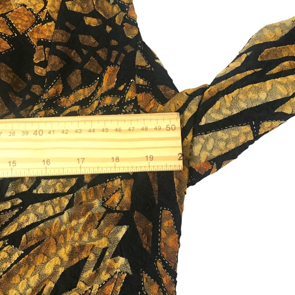 Retro Abstract Print Drape Jacket/Kimono Jacket/Abstract Metallic Open Front - Picture 9 of 16